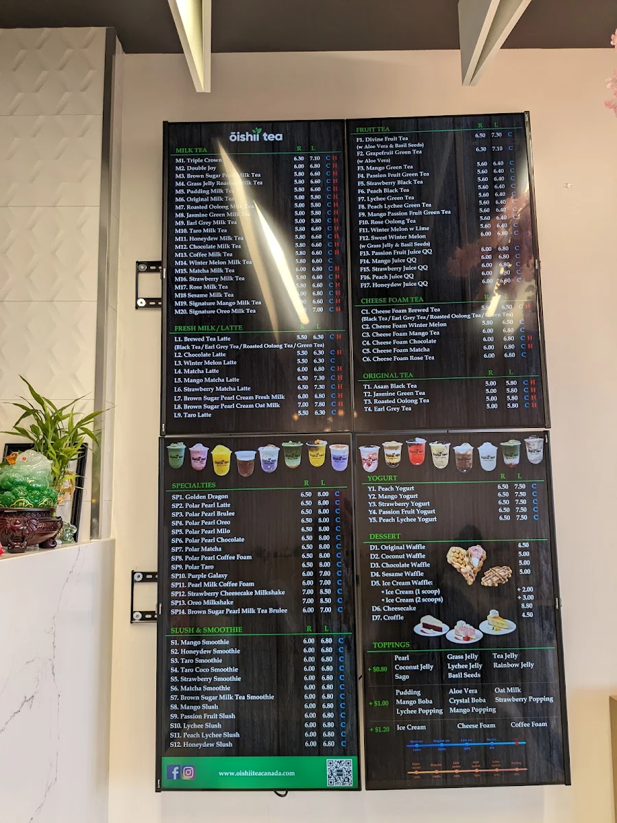 Menu, Oishii Tea