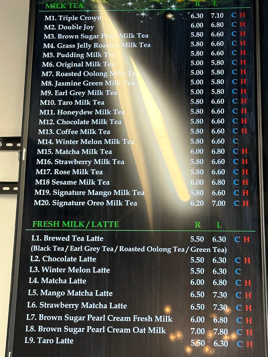Menu, Oishii Tea