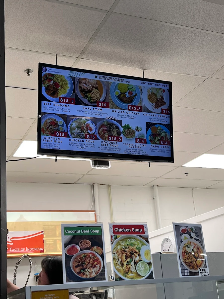 Menu, Nila's Taste of Indonesia