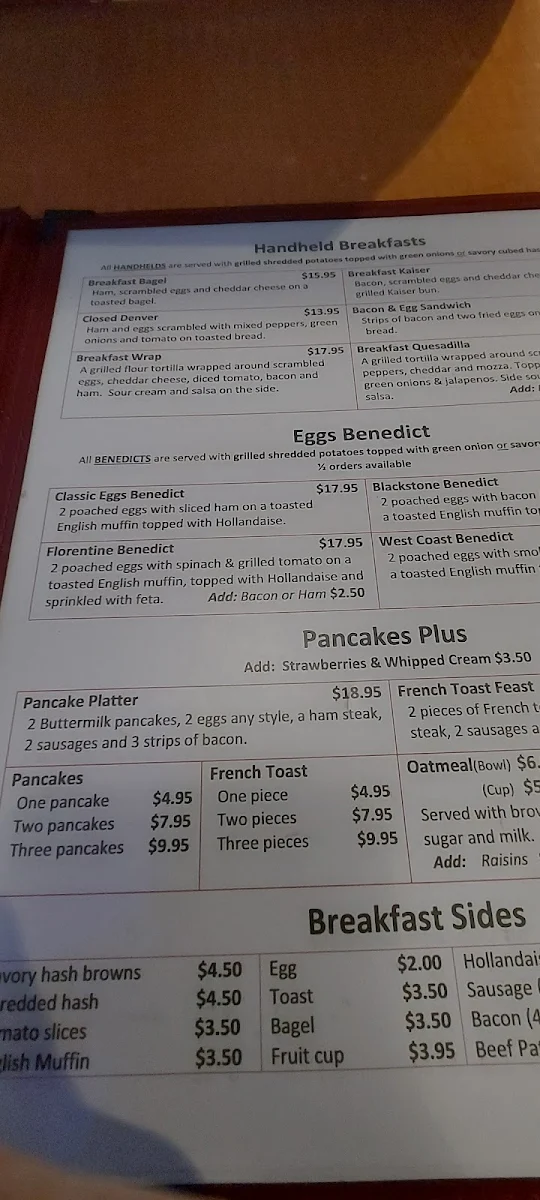 Menu, Cherry Pit Restaurant