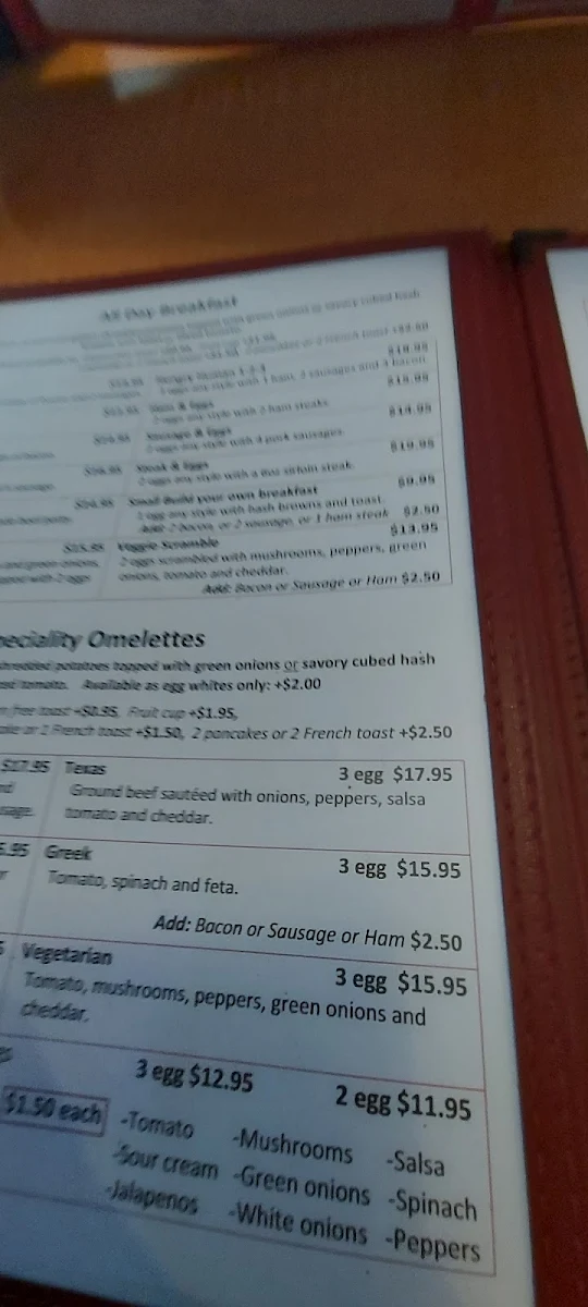 Menu, Cherry Pit Restaurant