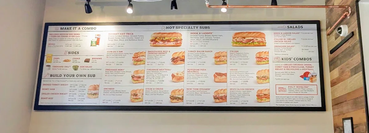 Menu, Firehouse Subs Calgary Uxborough