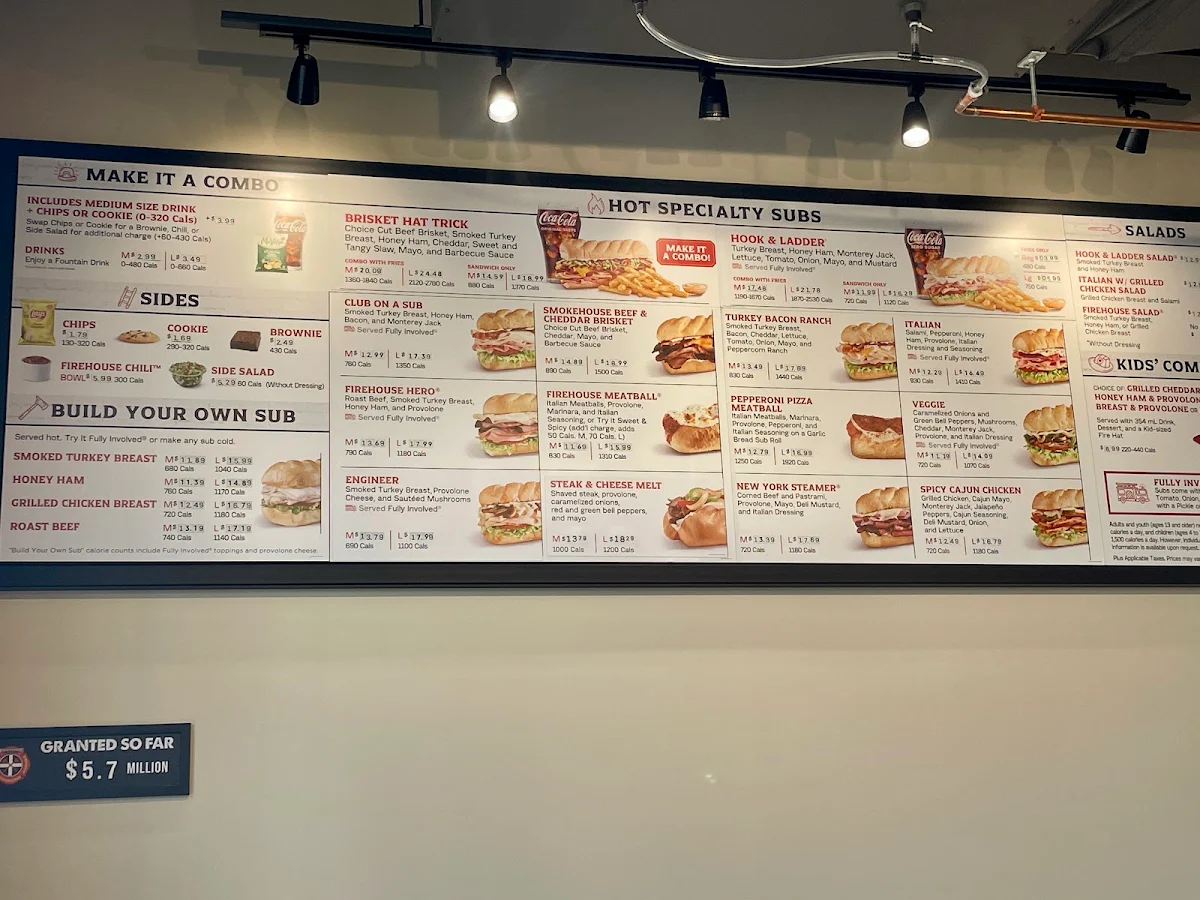 Menu, Firehouse Subs Calgary Uxborough