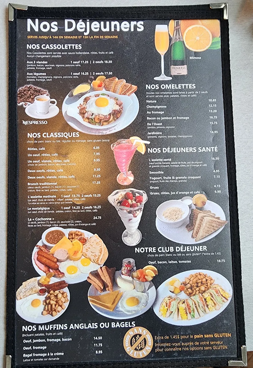 Menu, Pizzéria Circuit