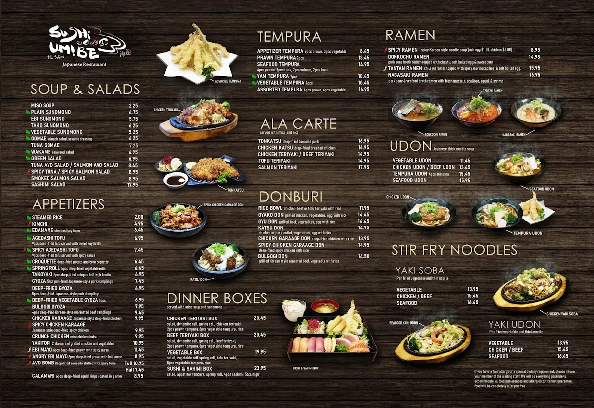 Menu, Sushi Umibe