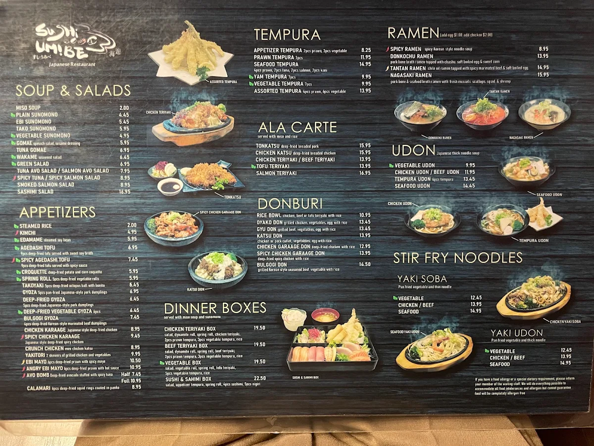 Menu, Sushi Umibe