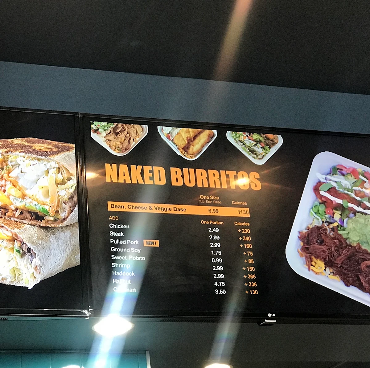 Menu, Burrito Boyz