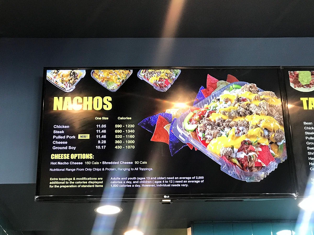 Menu, Burrito Boyz