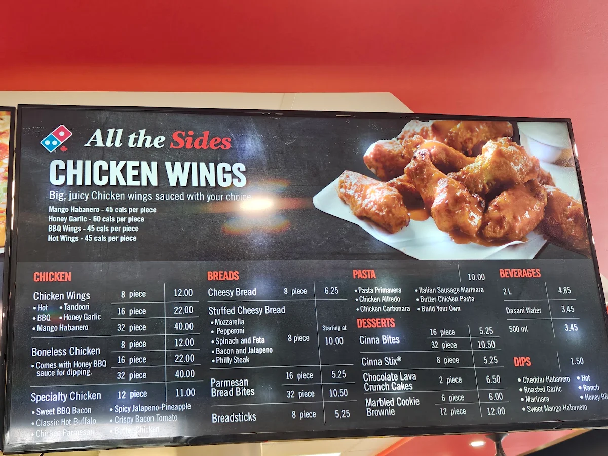 Menu, Domino's Pizza