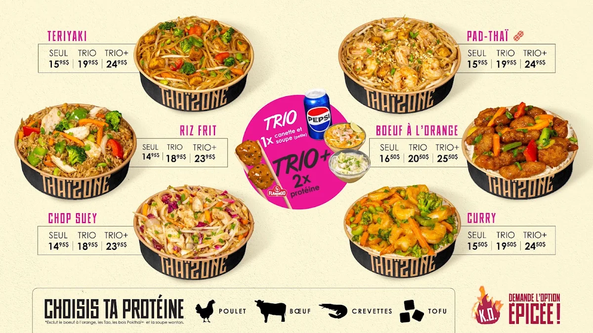 Menu, Thaïzone