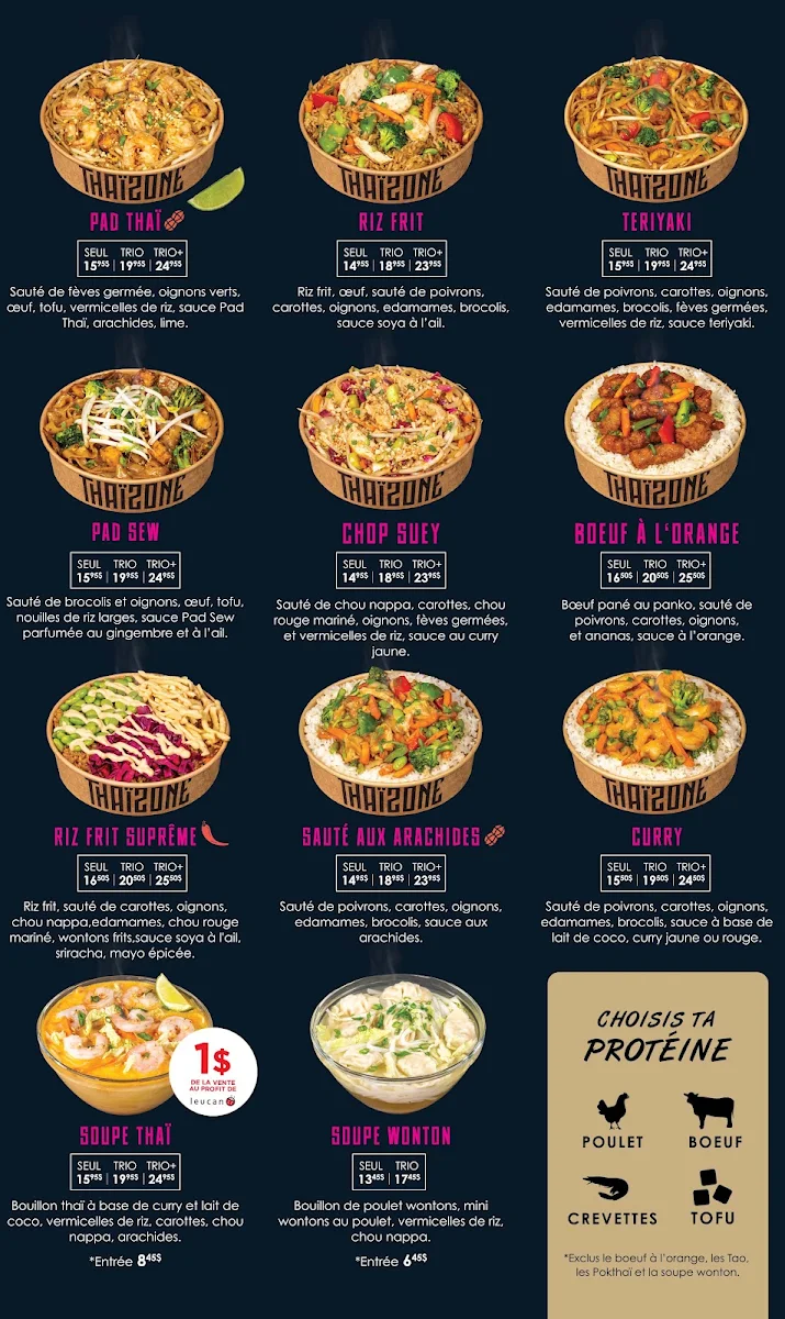 Menu, Thaïzone