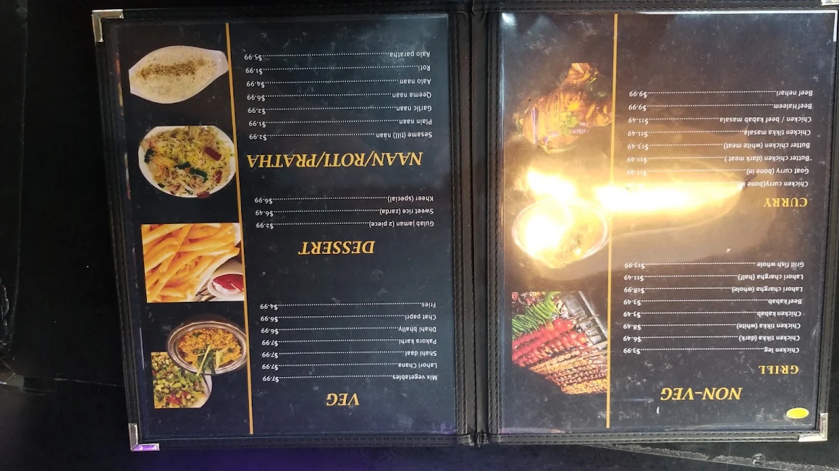 Menu, Kabab and karahi