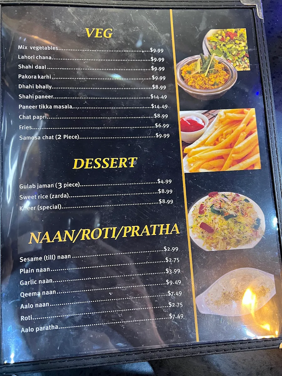 Menu, Kabab and karahi