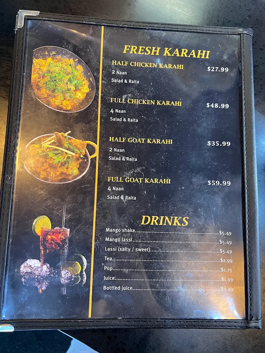 Menu, Kabab and karahi