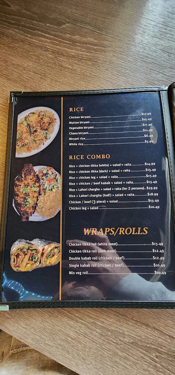 Menu, Kabab and karahi