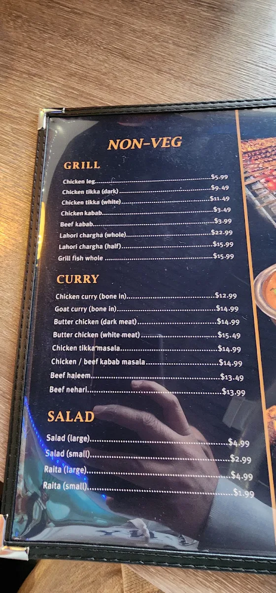 Menu, Kabab and karahi