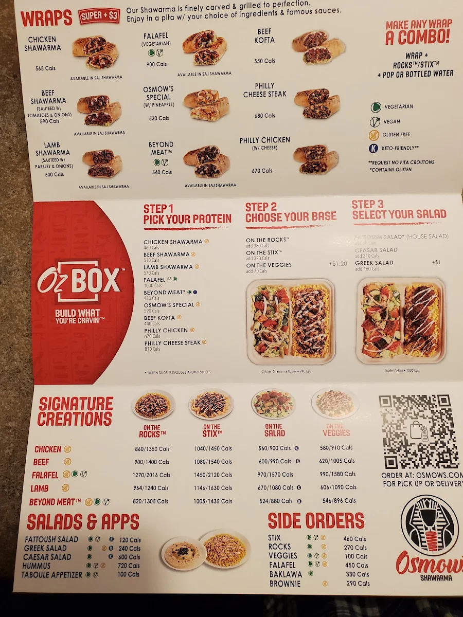Menu, Osmow's Shawarma
