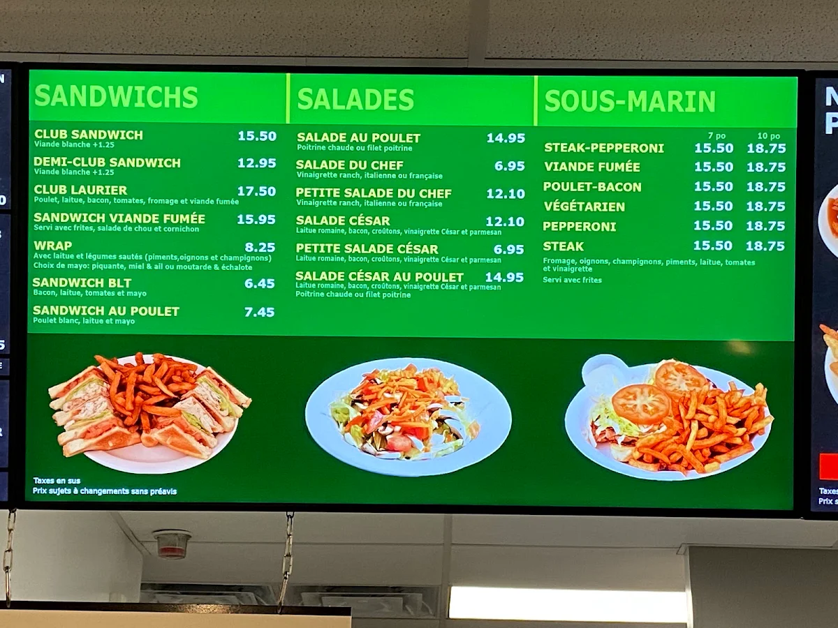 Menu, Le Laurier Restaurant/Crèmerie