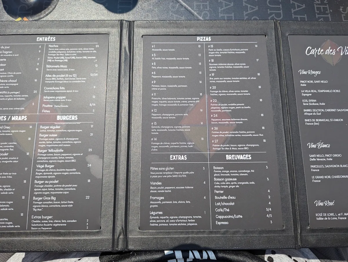 Menu, Pizza & Cie