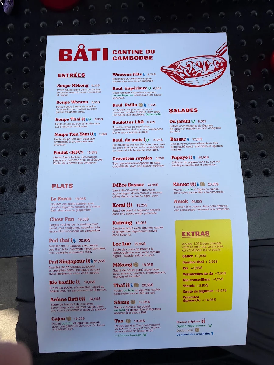 Menu, Bati Cantine Cambodgienne