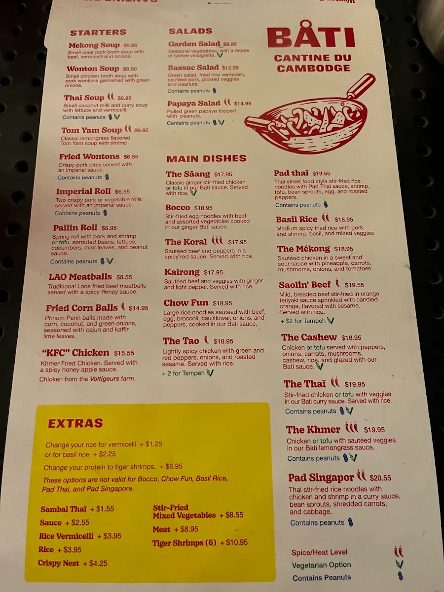 Menu, Bati Cantine Cambodgienne