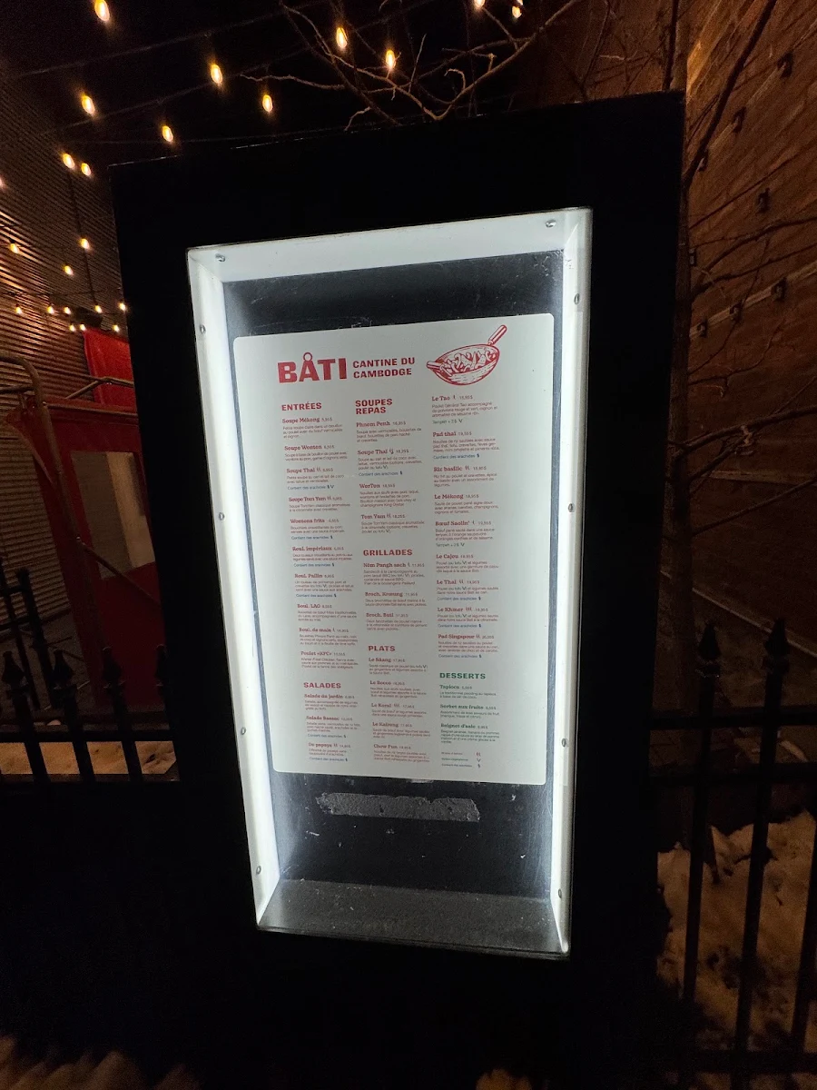 Menu, Bati Cantine Cambodgienne