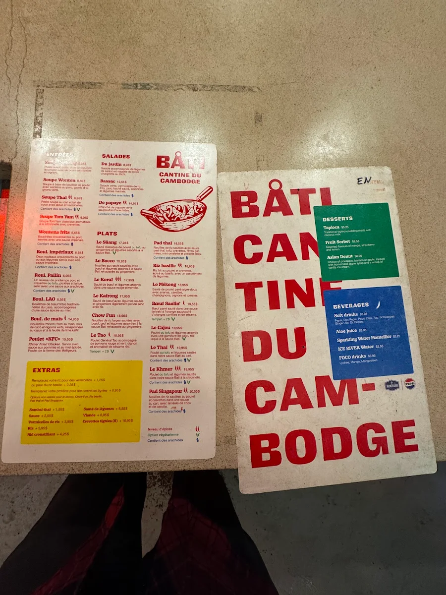 Menu, Bati Cantine Cambodgienne
