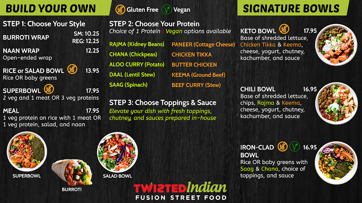 Menu, Twisted Indian Hastings
