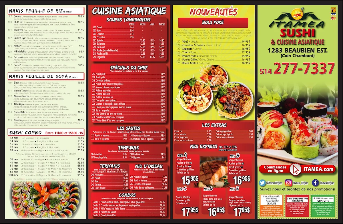 Menu, Restaurant Itamea