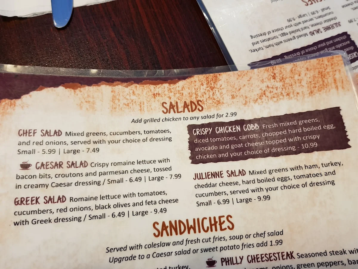 Menu, Terry's Place