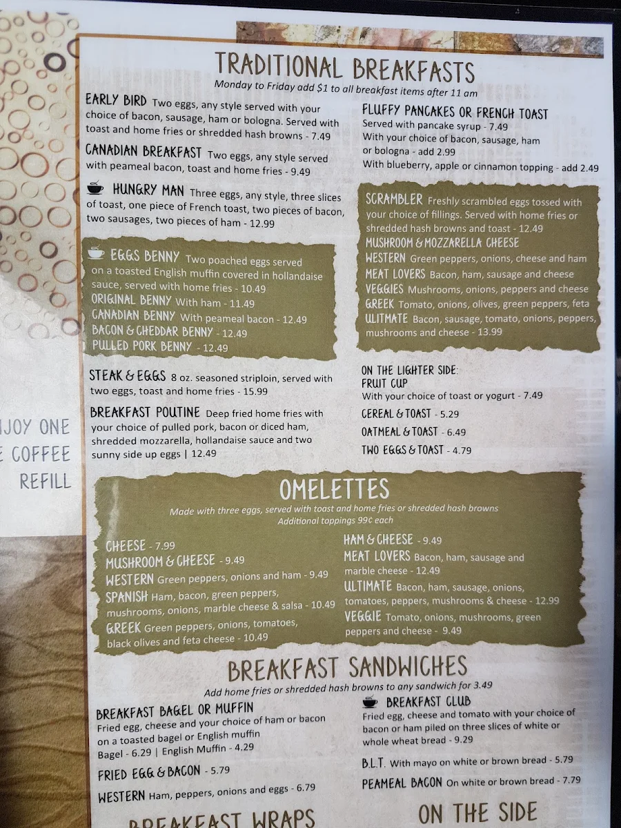Menu, Terry's Place