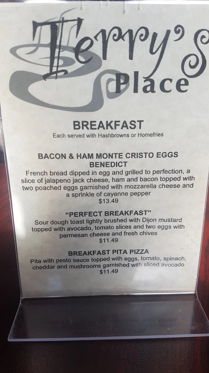 Menu, Terry's Place