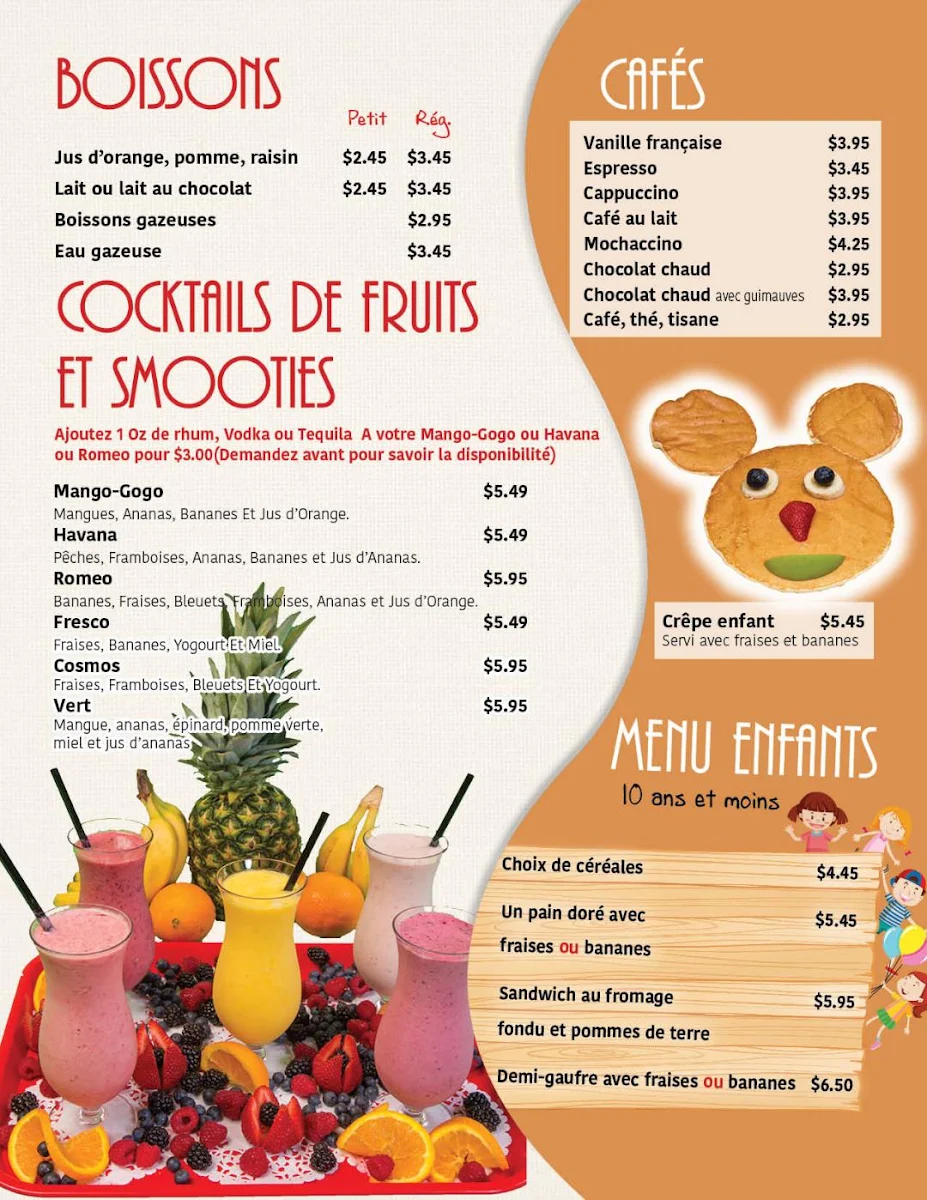 Menu, Restaurant La Créppa