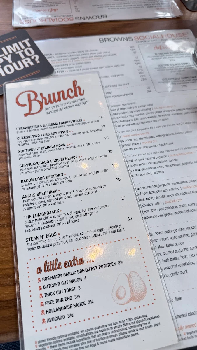 Menu, Browns Socialhouse