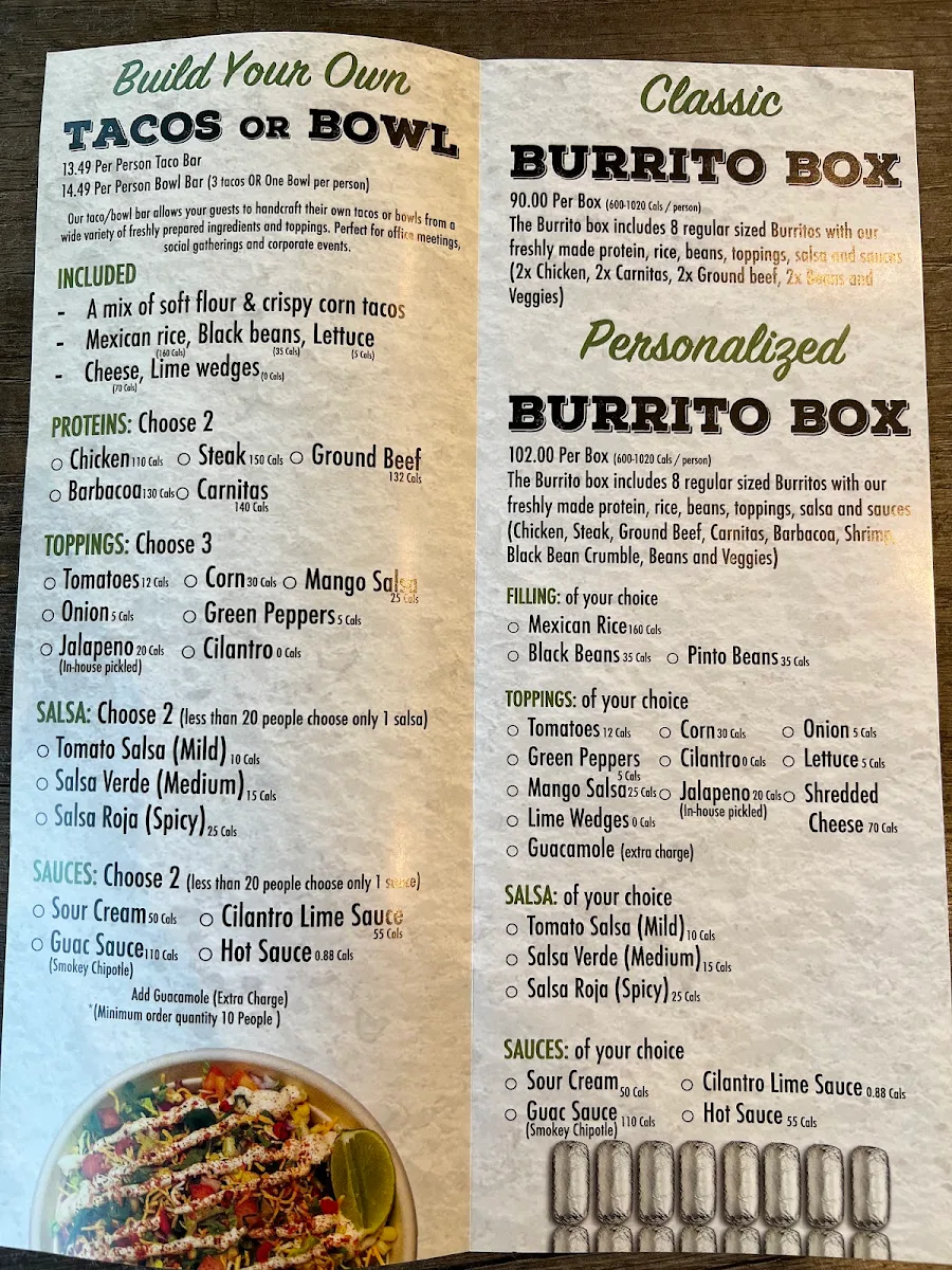 Menu, Guac Mexi Grill