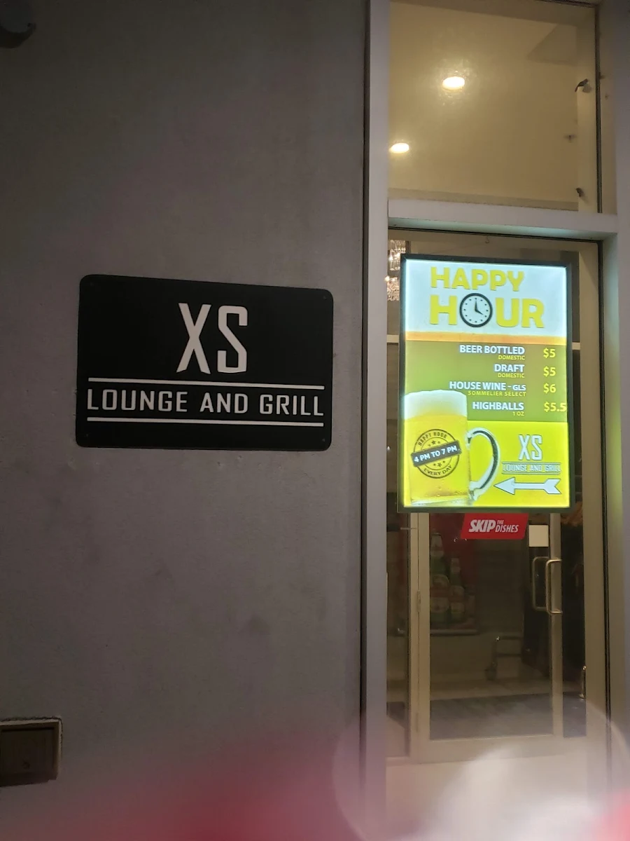 Menu, XS Lounge and Grill
