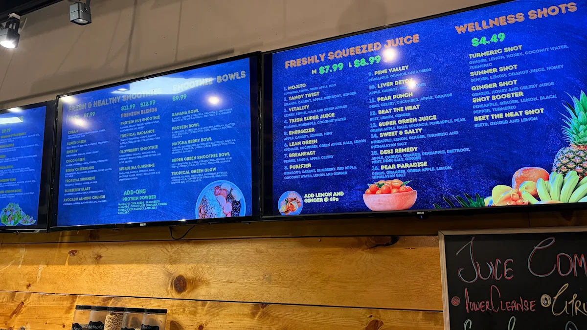 Menu, Trish juice Vancouver BC