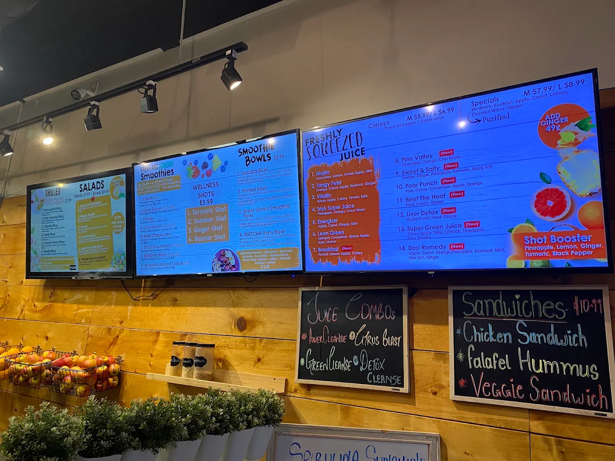 Menu, Trish juice Vancouver BC