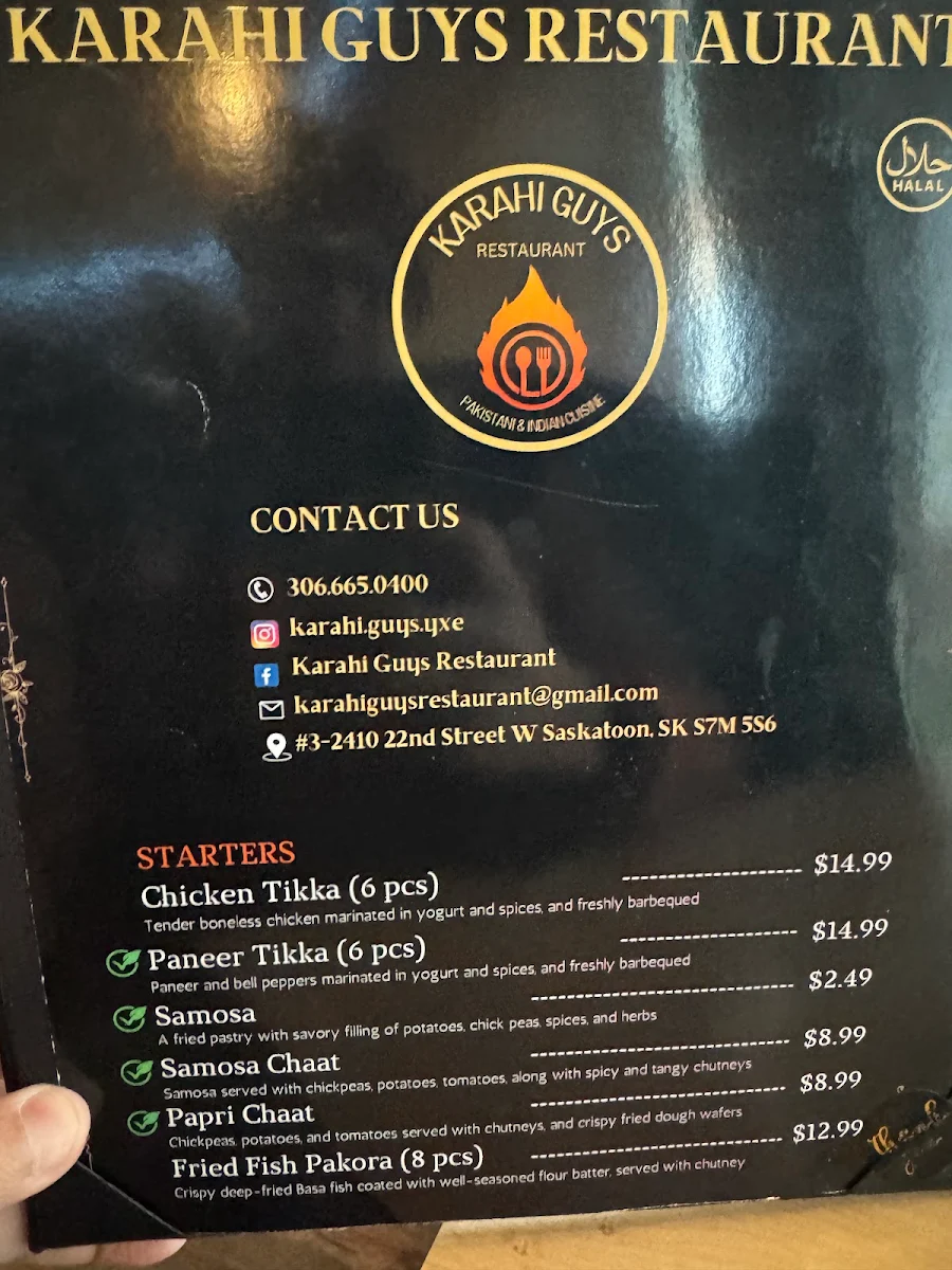 Menu, Karahi Guys Restaurant