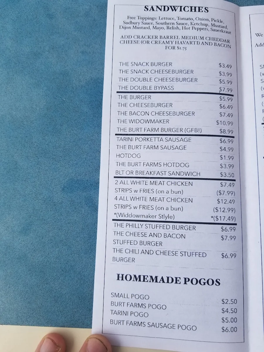 Menu, The Campsite Chipstand