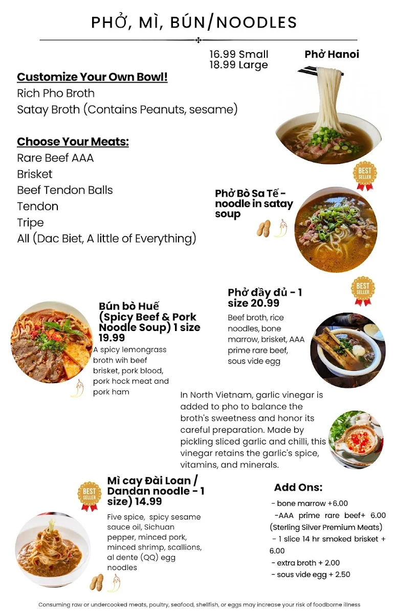 Menu, Electric Piggy Vỉa Hè