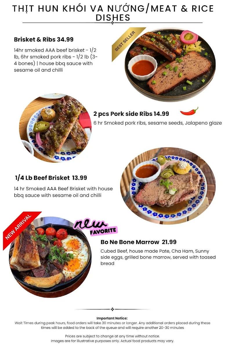 Menu, Electric Piggy Vỉa Hè