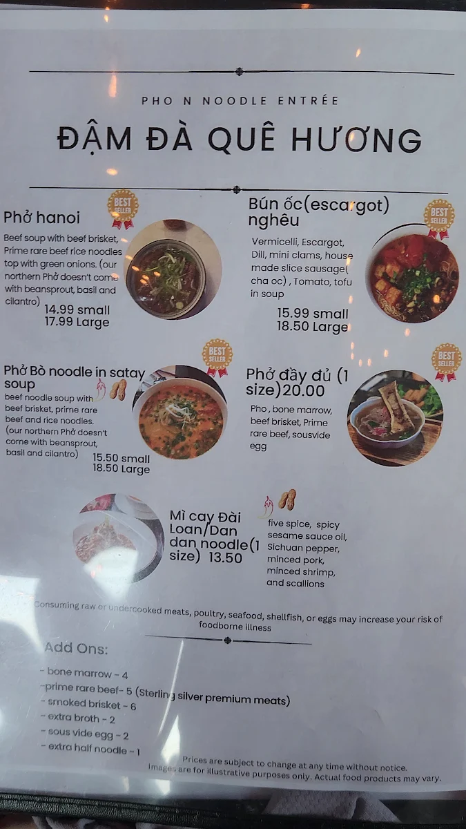 Menu, Electric Piggy Vỉa Hè