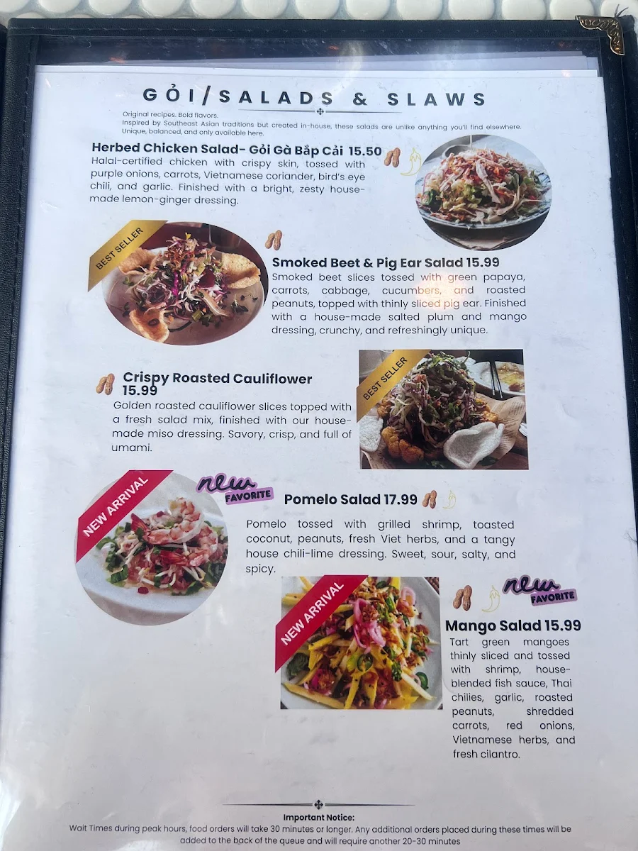 Menu, Electric Piggy Vỉa Hè