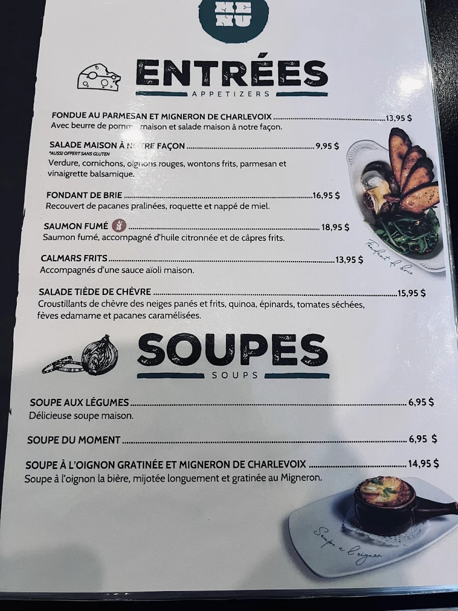 Menu, Pub St-Bernard