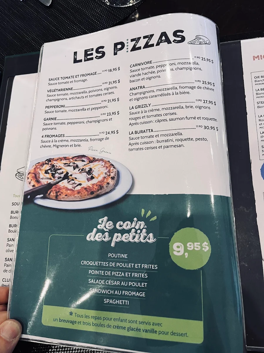 Menu, Pub St-Bernard