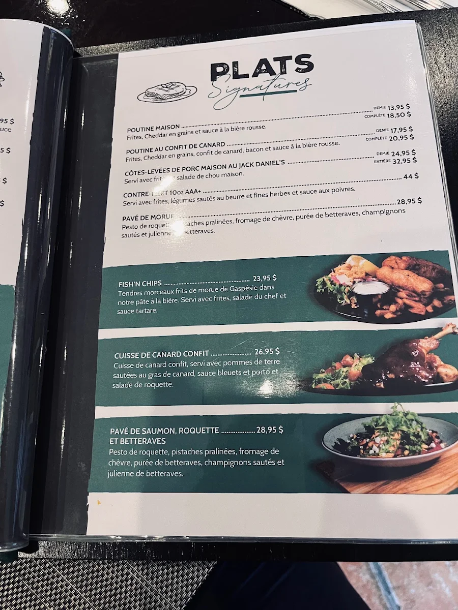 Menu, Pub St-Bernard