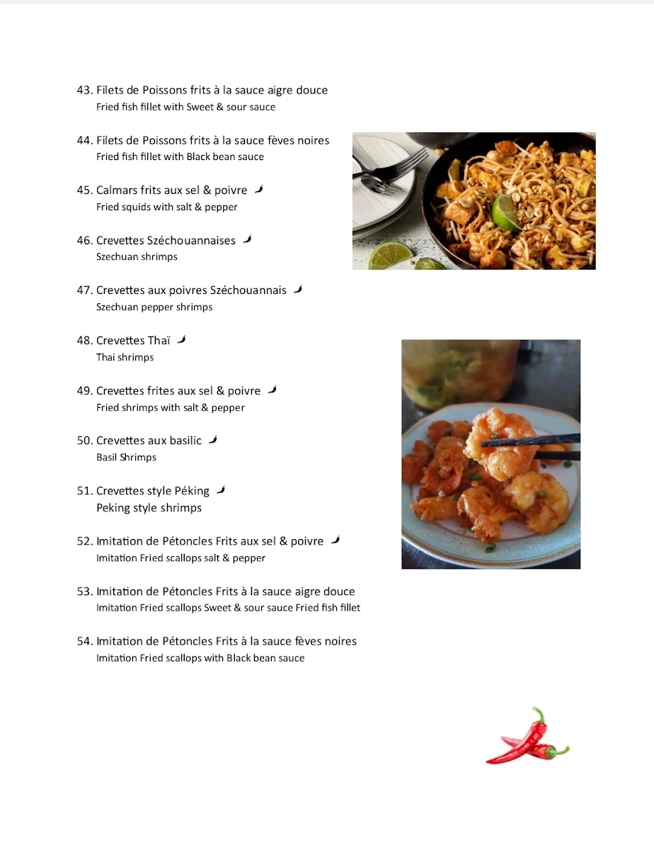 Menu, WOK Ô Piment