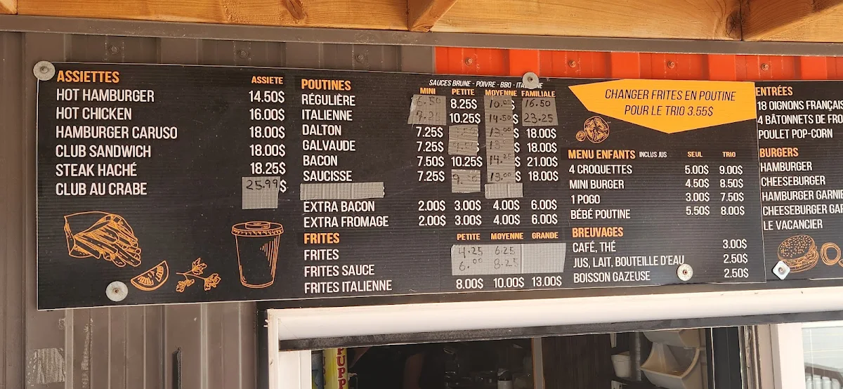 Menu, Cantine du Vacancier