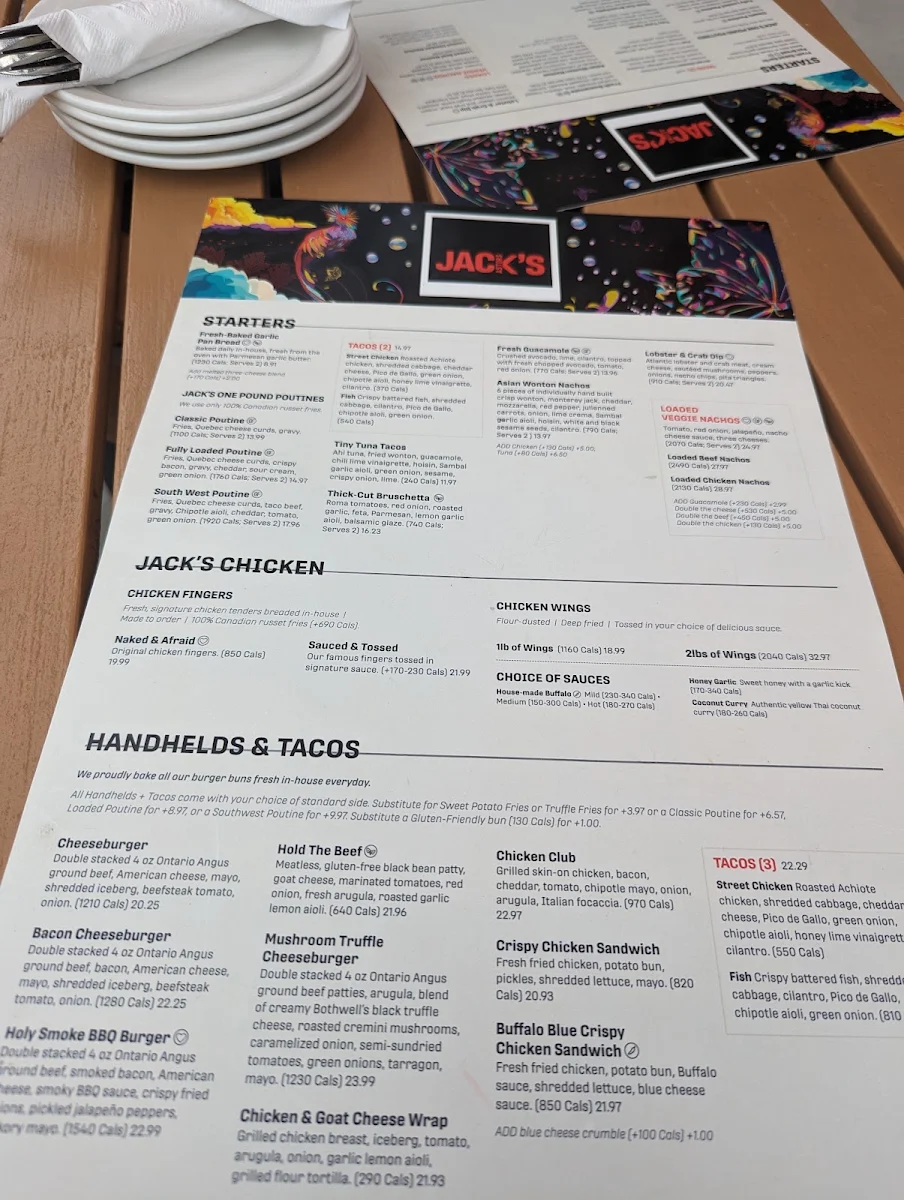 Menu, Jack's Hunt Club